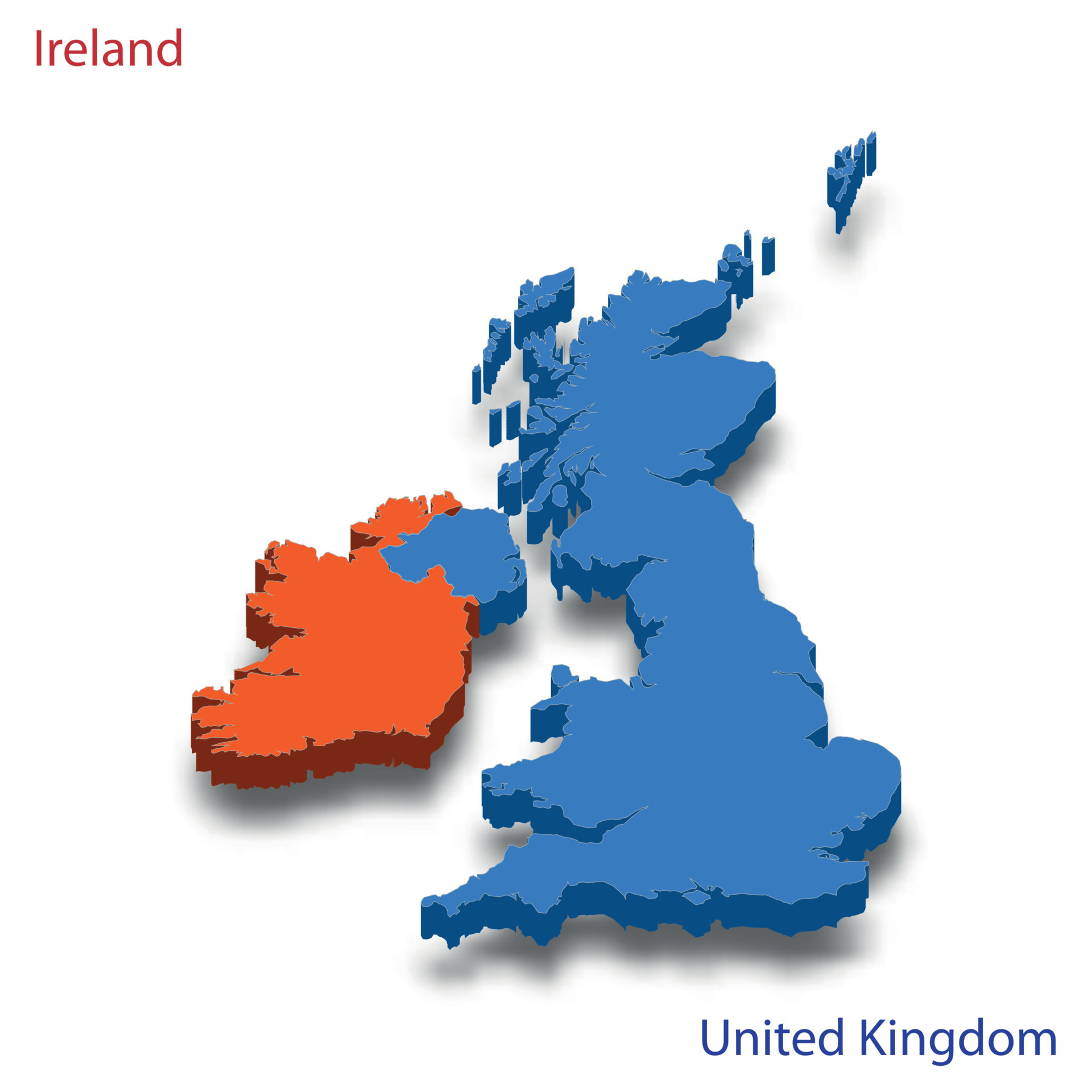 3d Isometric Map Ireland And United Kingdom Relations 11175979 Vector 3d Isometric Map Ireland And United Kingdom Relations Vector