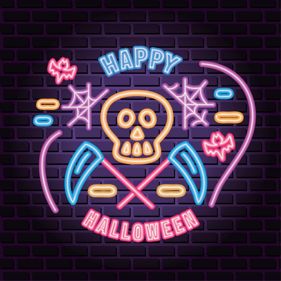 halloween neon lights with the Reaper vector