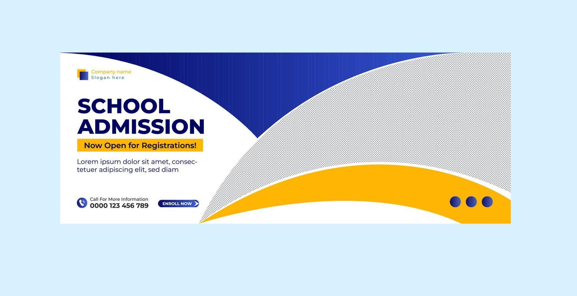 School Admission Cover and Web Banner Template vector