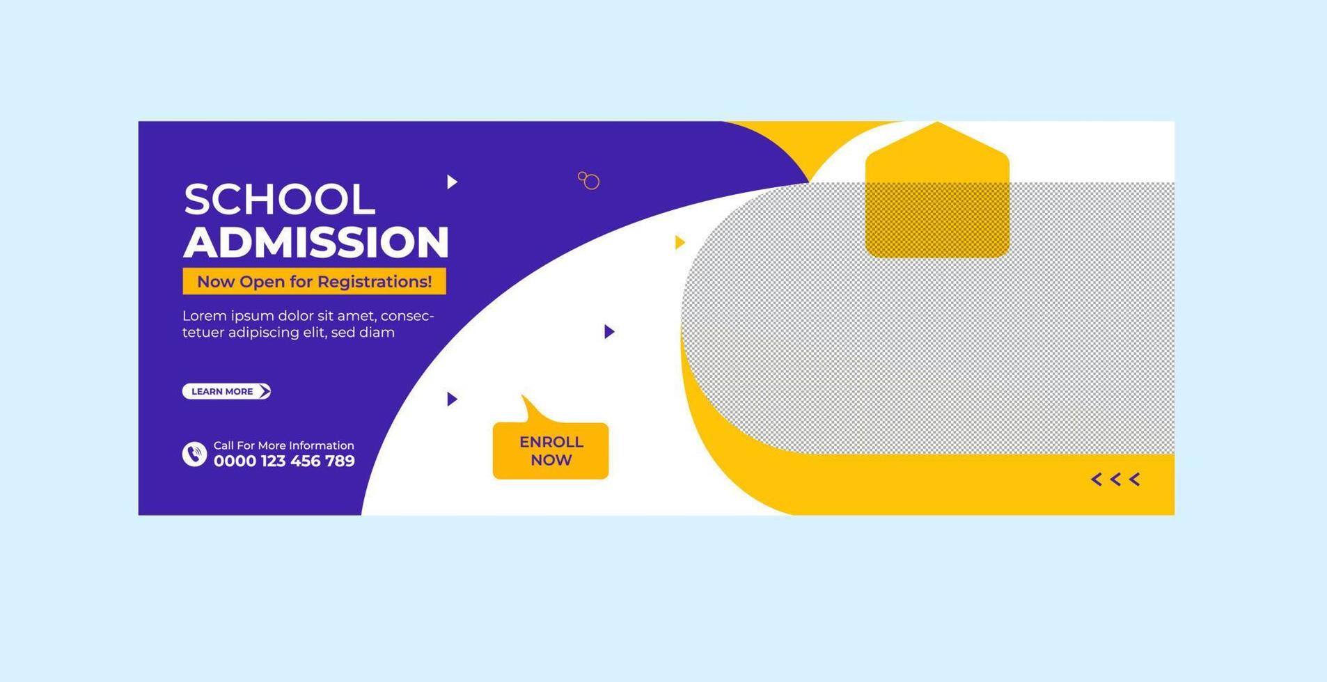 School Admission Cover and Web Banner Template vector