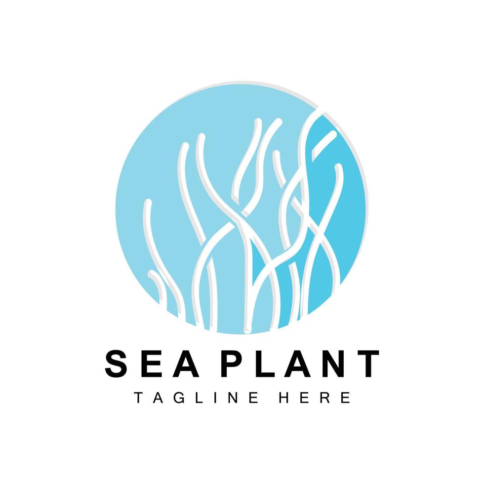 Seaweed Logo, Sea Plants Vector Design, Grocery And Nature Protection