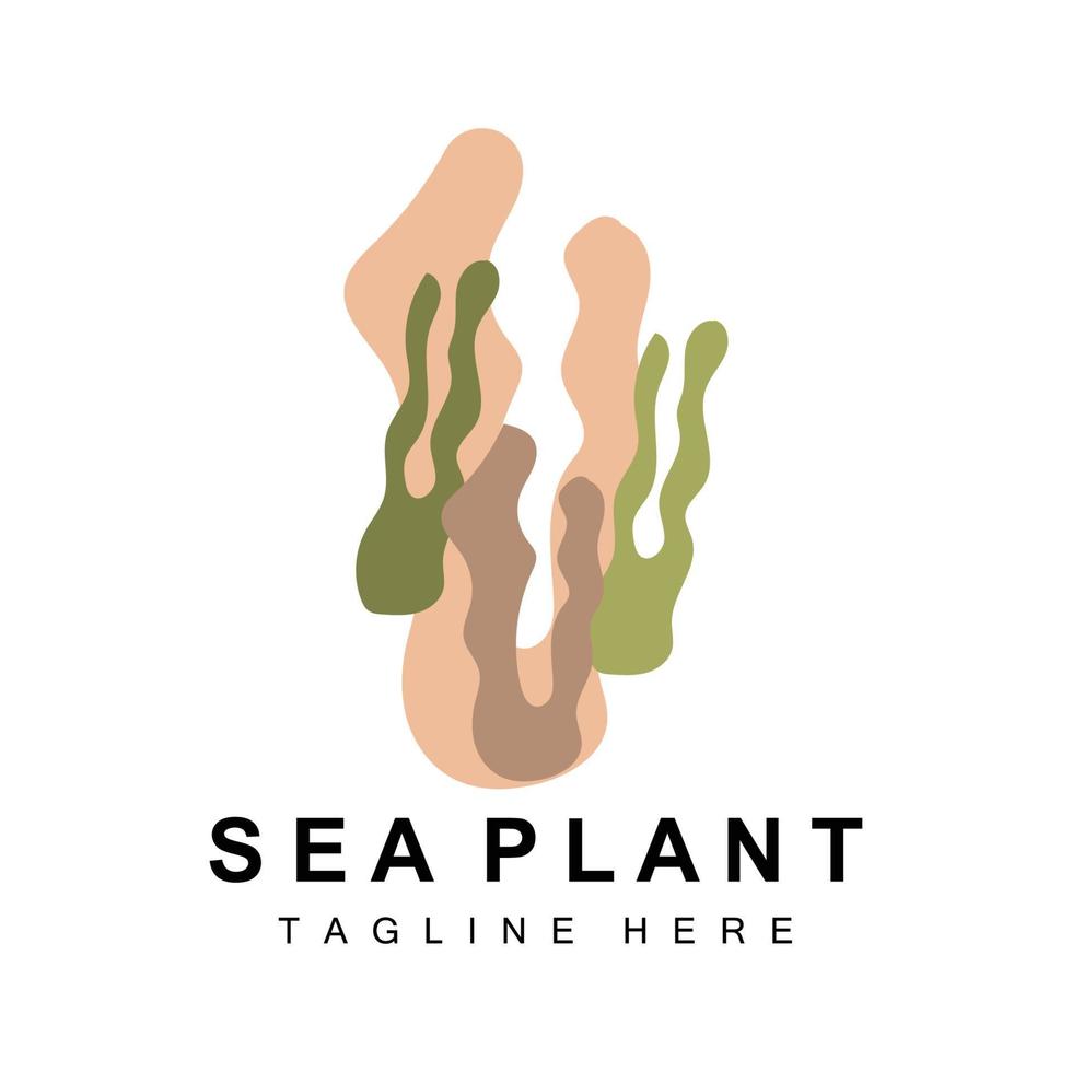 Seaweed Logo, Sea Plants Vector Design, Grocery And Nature Protection