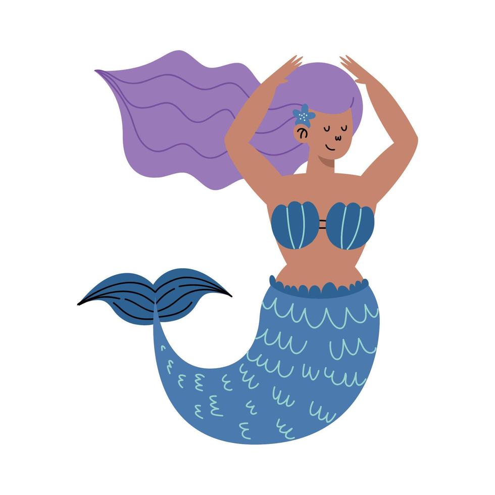 sirena pelo morado vector