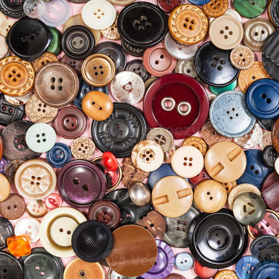 top view of pile of many various buttons photo