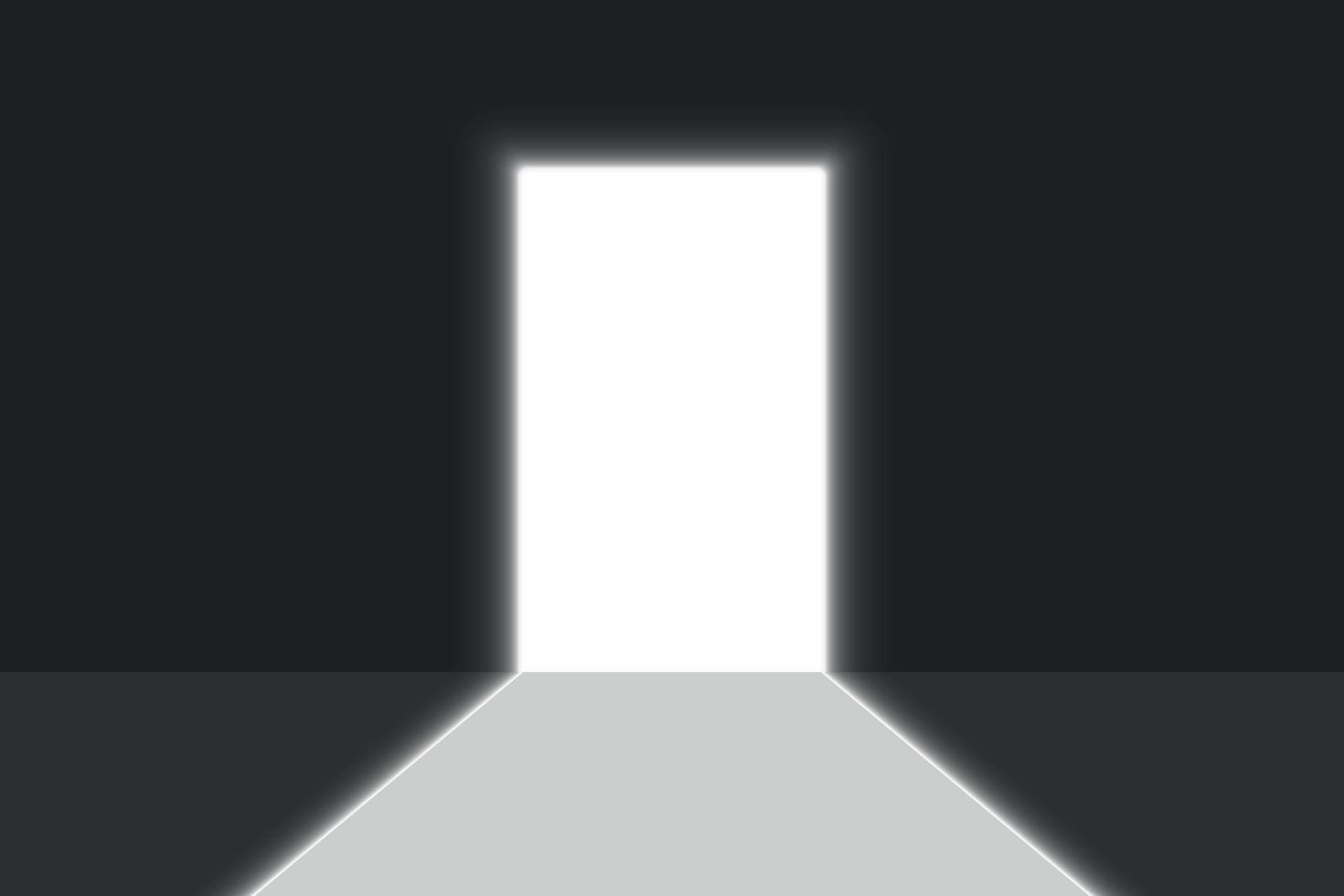 Open door light in a dark room. Bright doorway vector