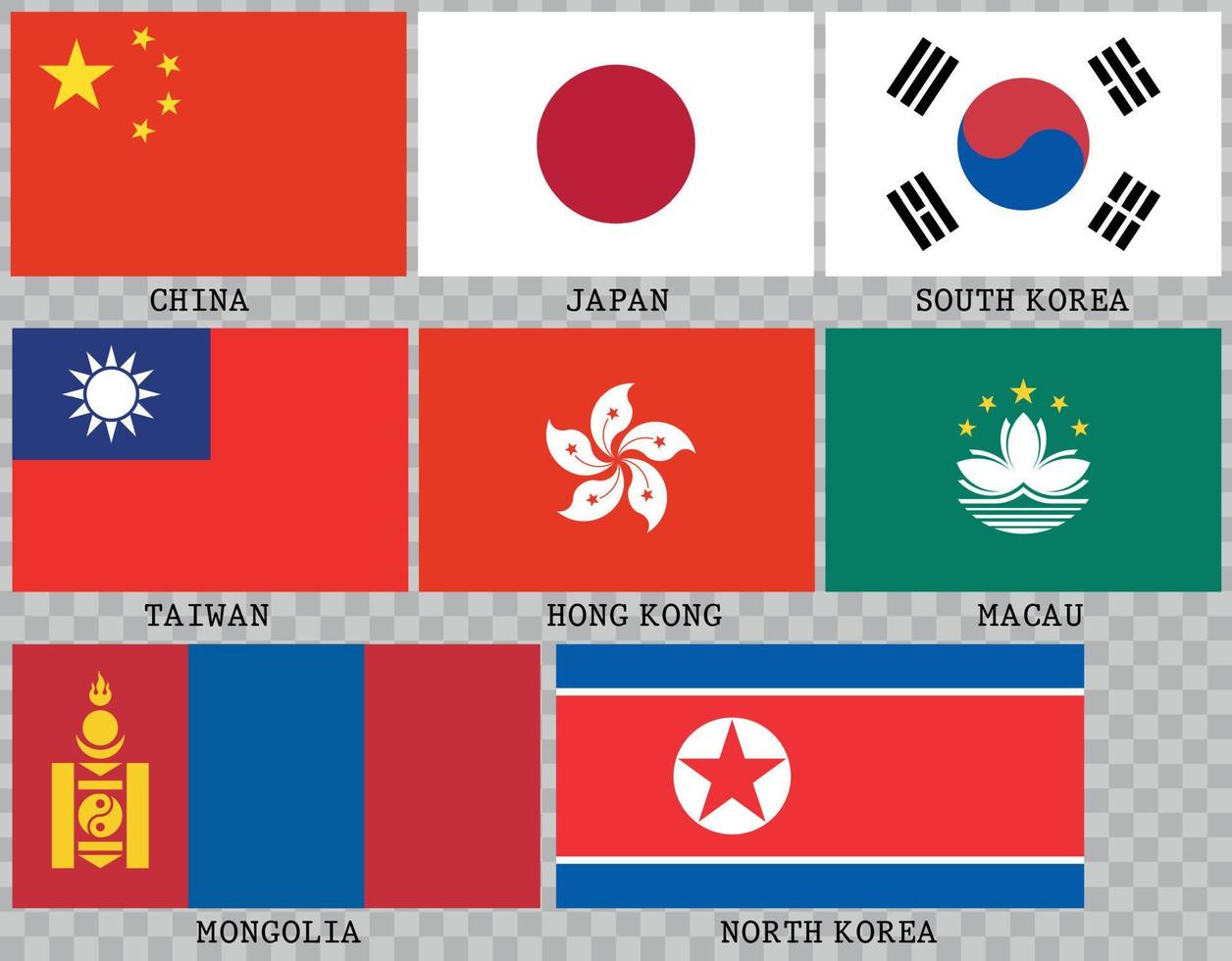 banderas simples de asia vector