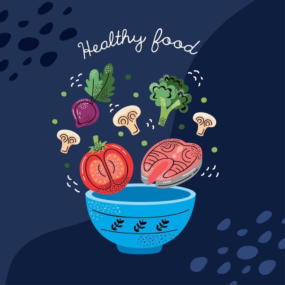 healthy food in bowl vector