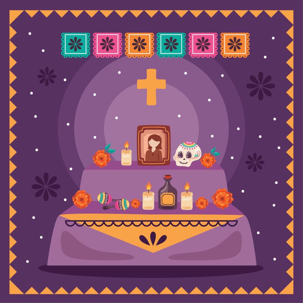 dia de los muertos altar vector