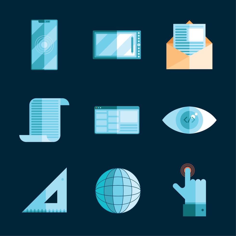 development design nine icons vector