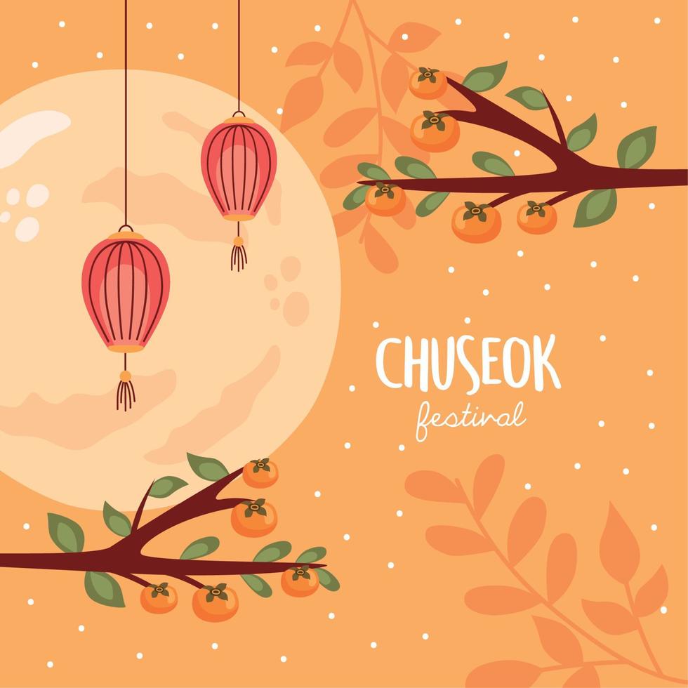 chuseok festival lettering postcard vector