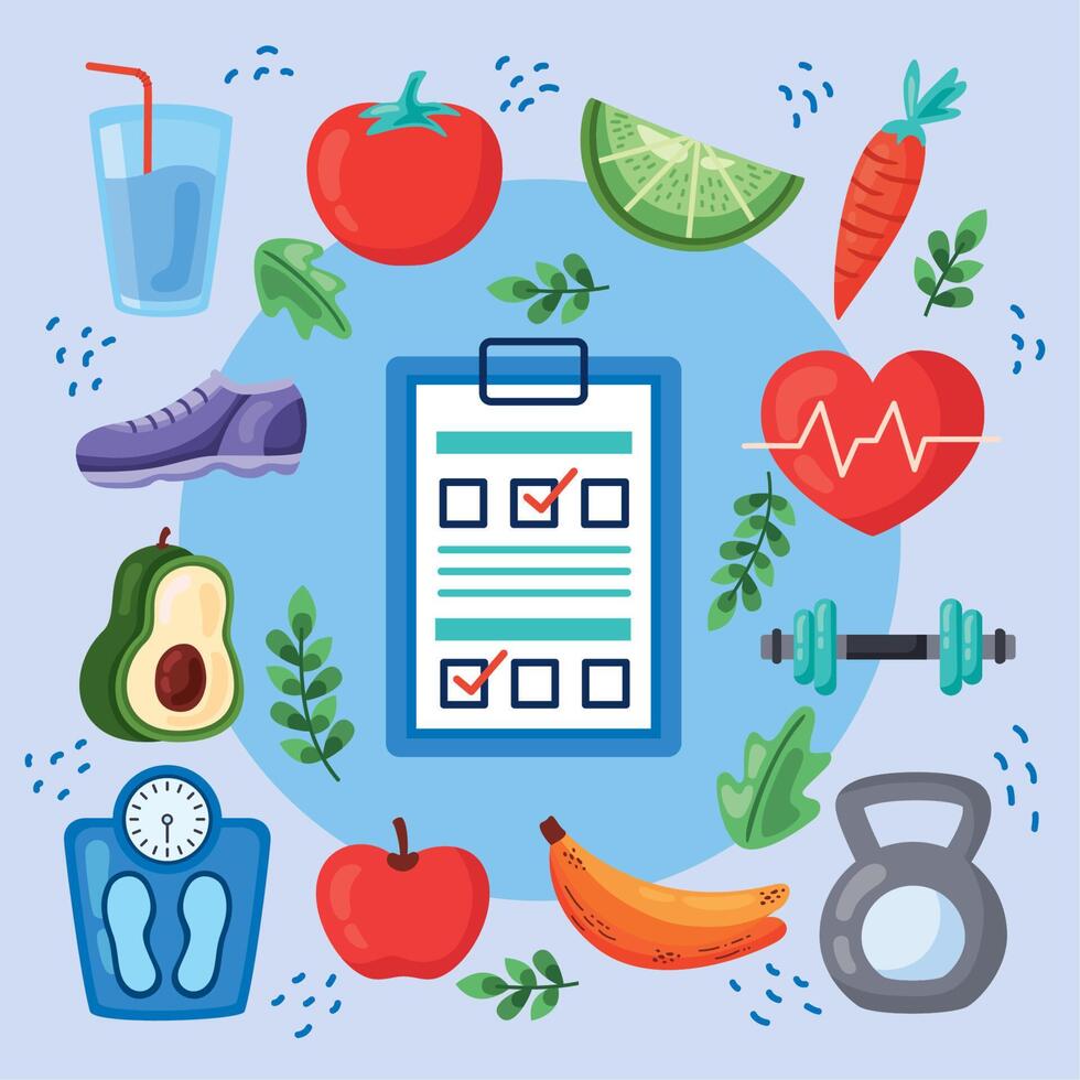 healthy lifestyle icons vector