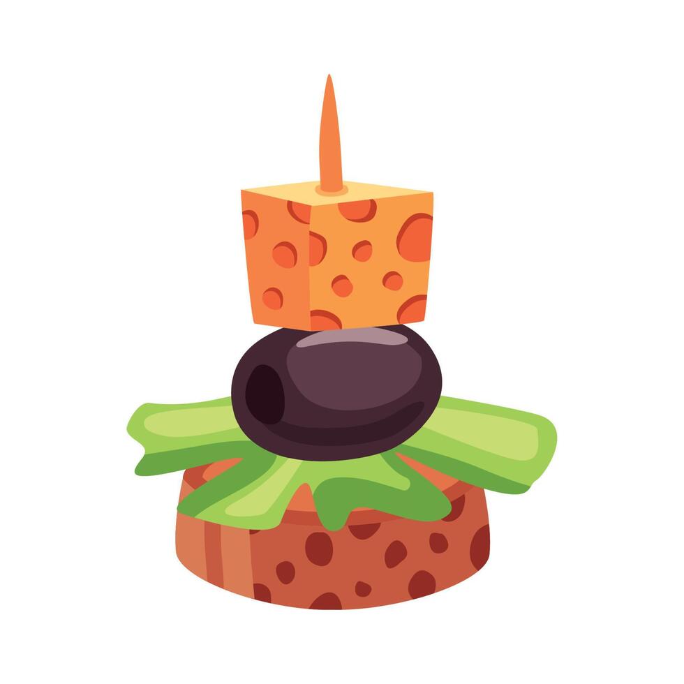 appetizer with cheese and olive vector