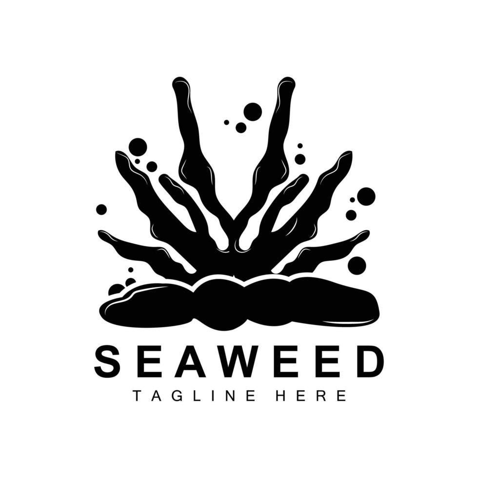 Seaweed Logo Design, Underwater Plant Illustration, Cosmetics And Food Ingredients vector