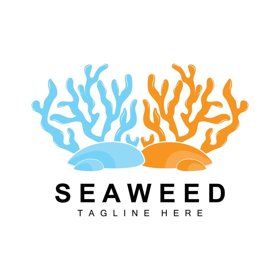 Seaweed Logo Design, Underwater Plant Illustration, Cosmetics And Food Ingredients vector