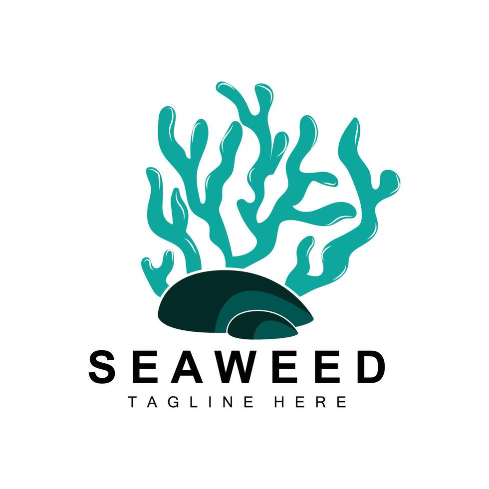 Seaweed Logo Design, Underwater Plant Illustration, Cosmetics And Food Ingredients vector