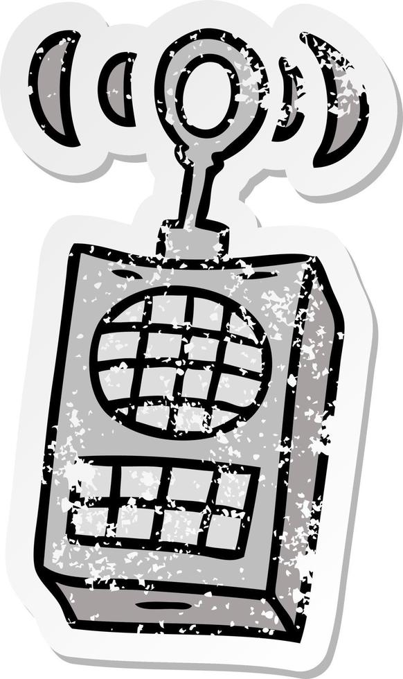 distressed sticker cartoon doodle of a walkie talkie vector