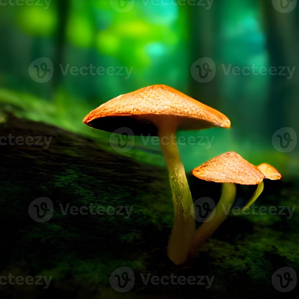 magic world of mushrooms. illustration of fairy tale Wonderland photo