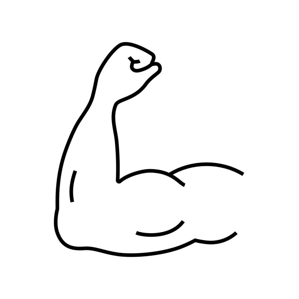 icono de la línea muscular del brazo, símbolo de fuerza para su diseño vector