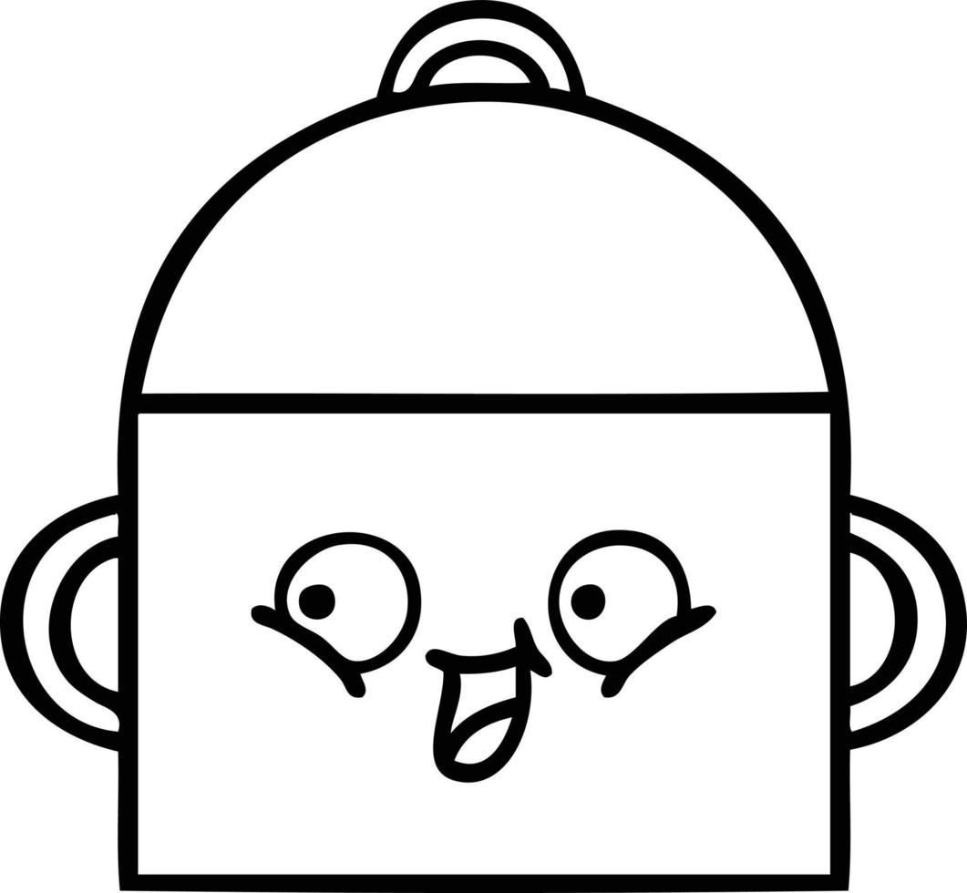 line drawing cartoon cooking pot vector
