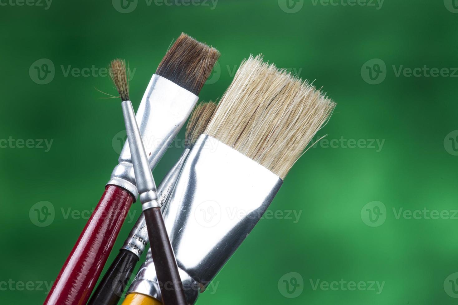 detail of brush bristles on cork background photo