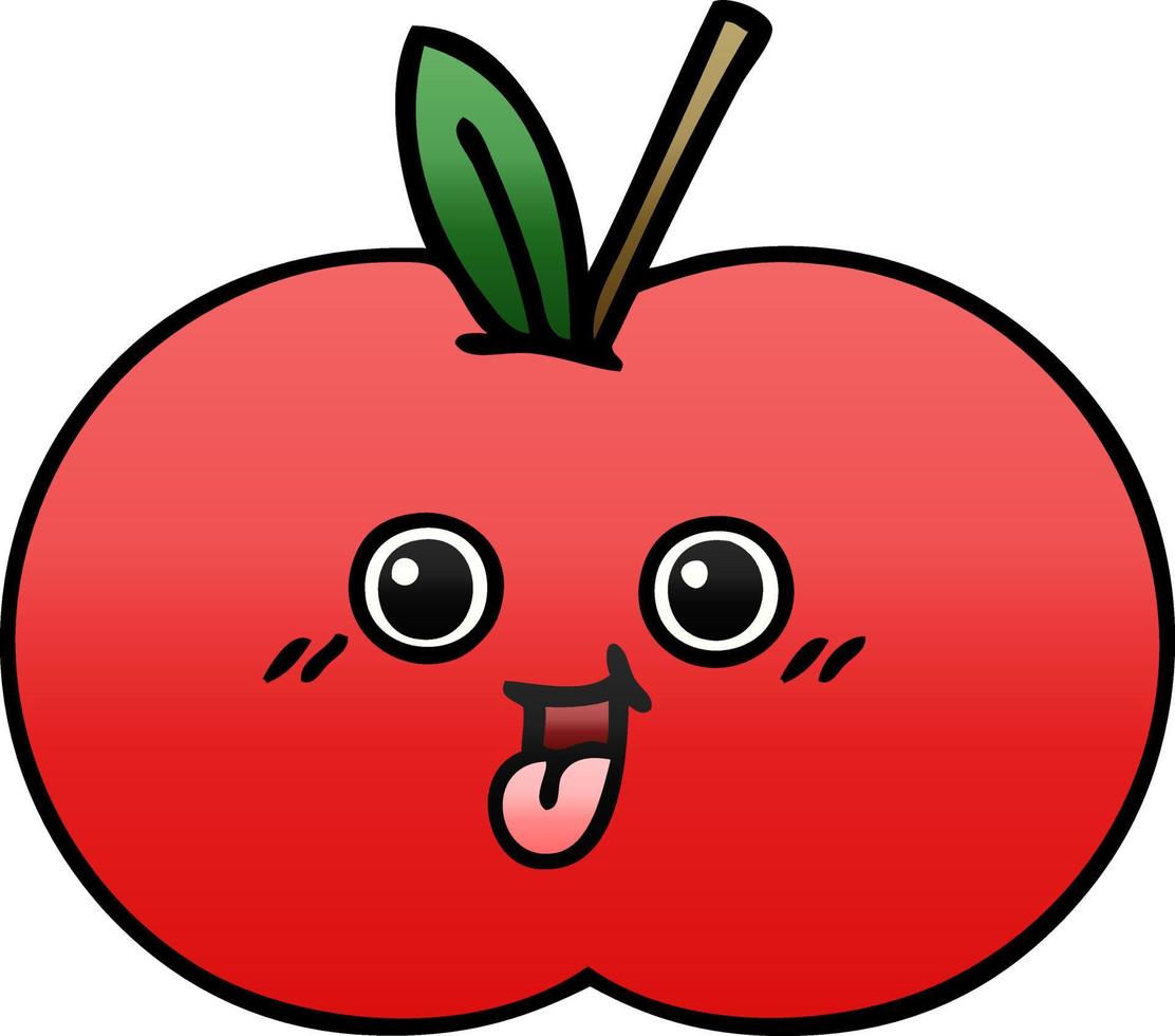manzana roja de dibujos animados sombreada degradada vector