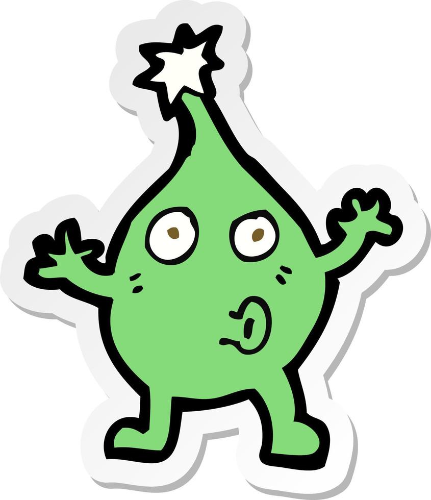 sticker of a funny cartoon creature vector