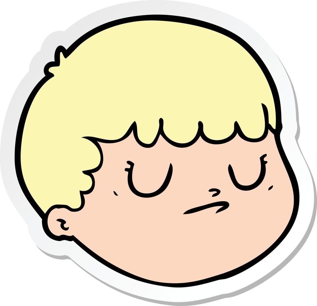 sticker of a cartoon male face vector