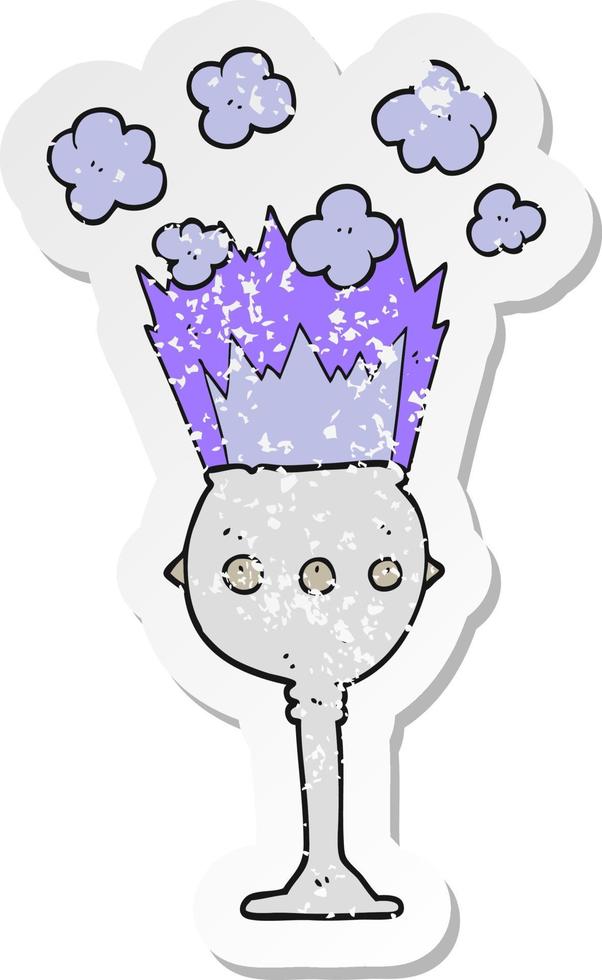 retro distressed sticker of a cartoon magic goblet vector