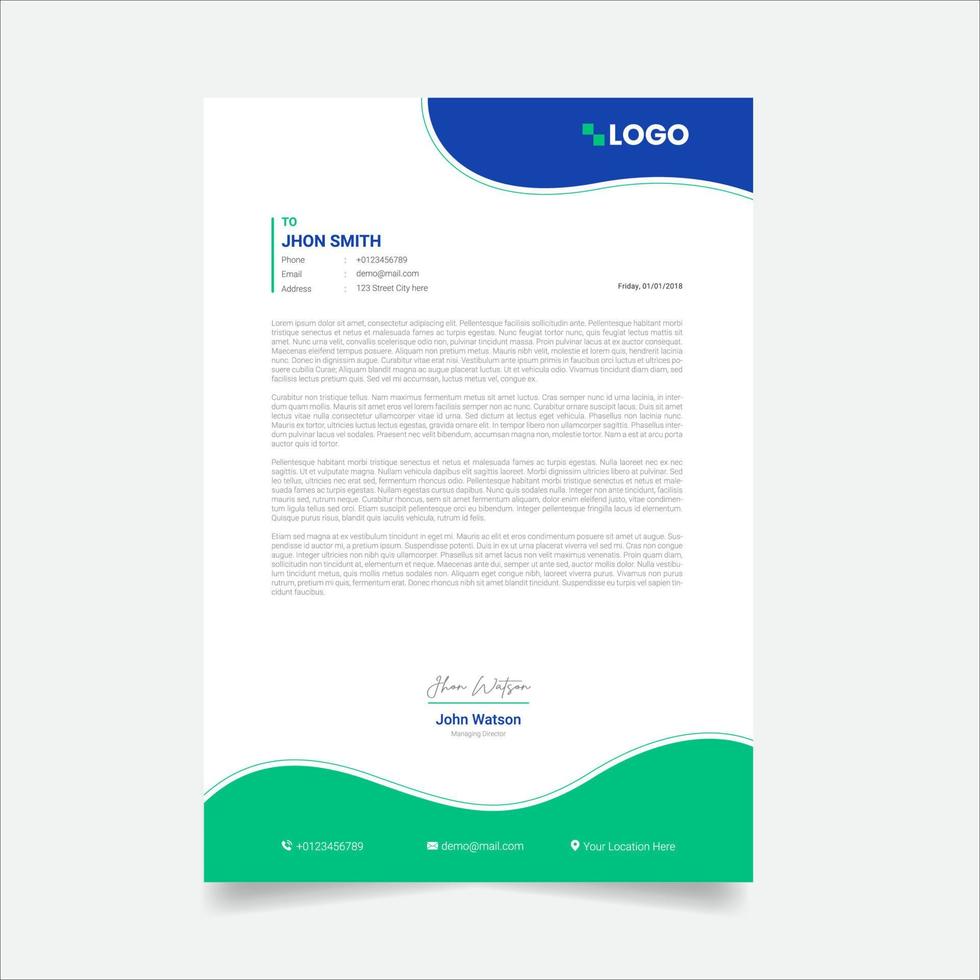 Modern corporate letterhead design template. vector