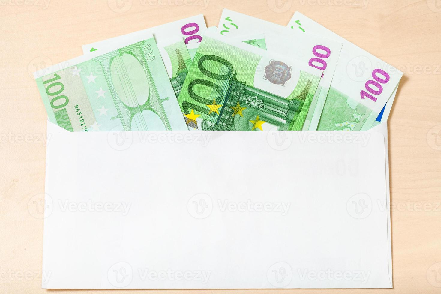 fan from many one hundred euro notes in envelope photo