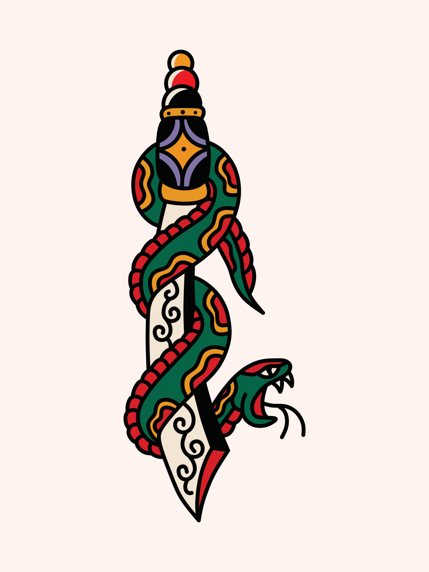Snake wrapped around a sword. 11177654 Vector Art at Vecteezy