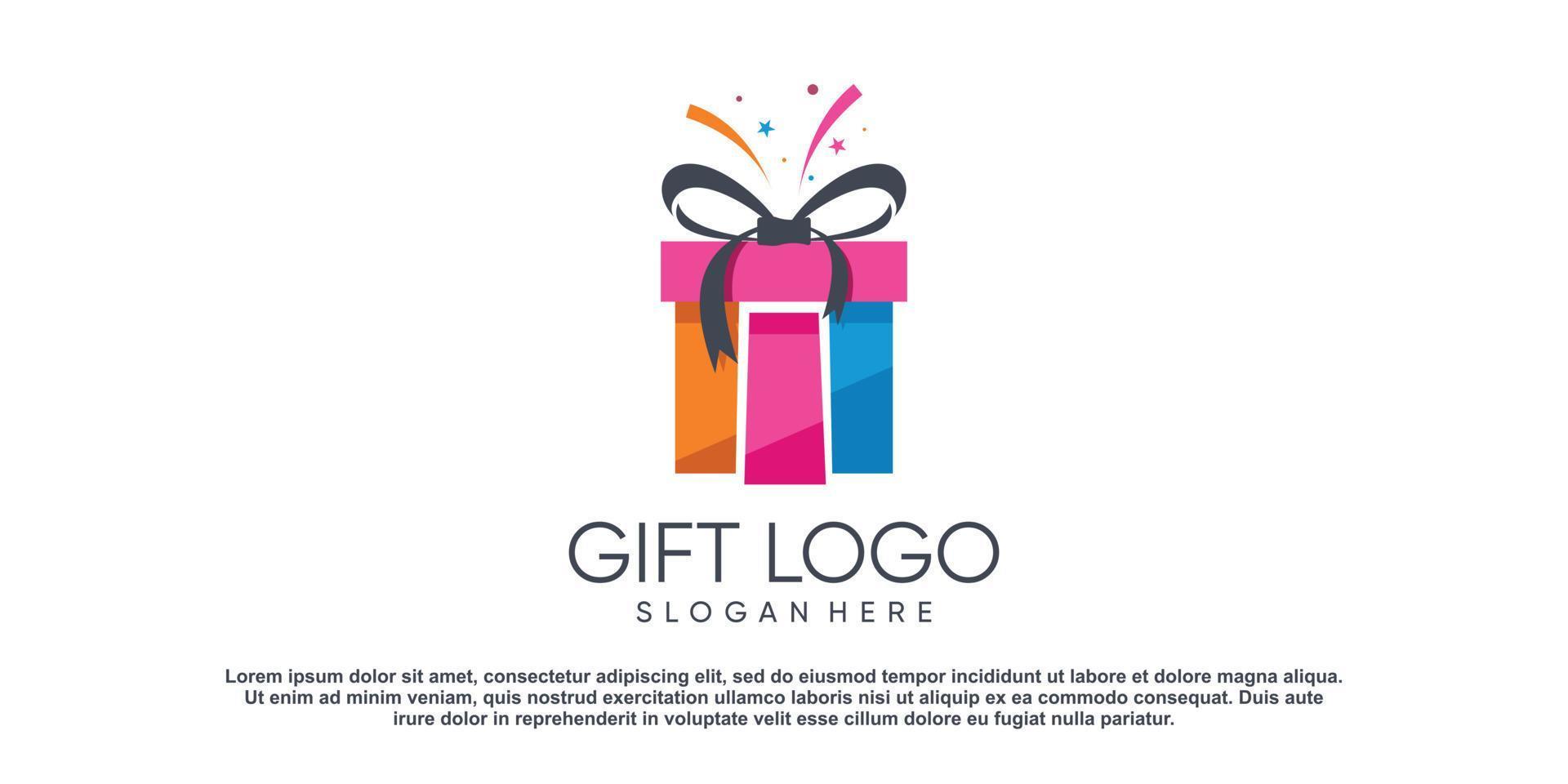 Gift logo design vector with modern creative concept style