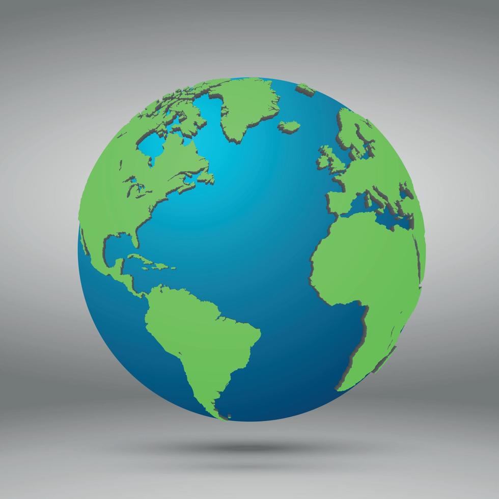 Green planet with continent vector