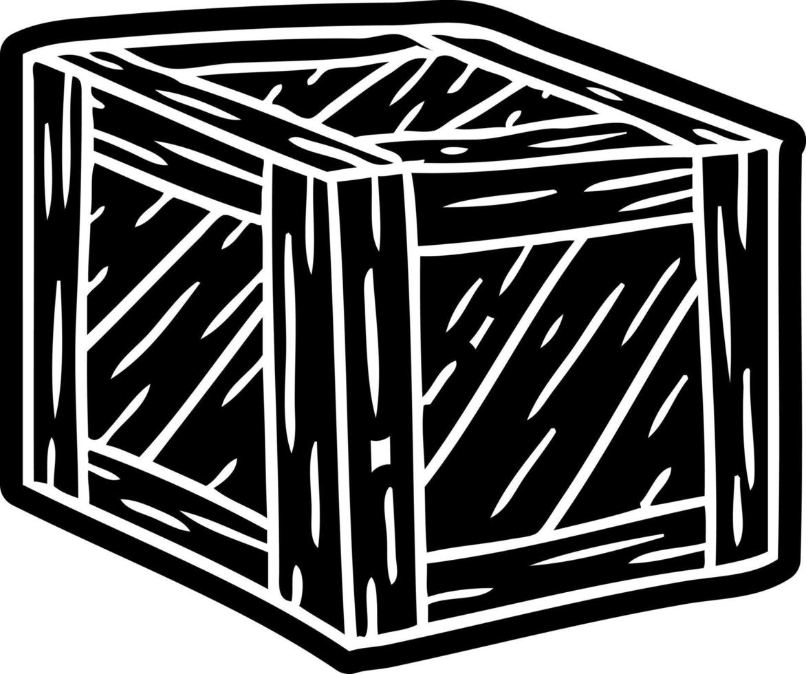 caricatura, icono, dibujo, de, un, caja de madera vector