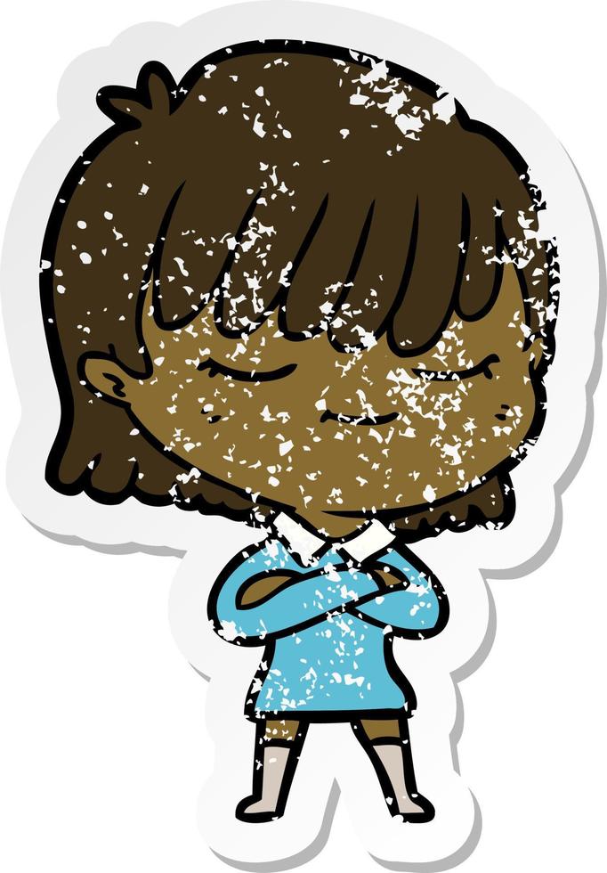 distressed sticker of a cartoon woman vector