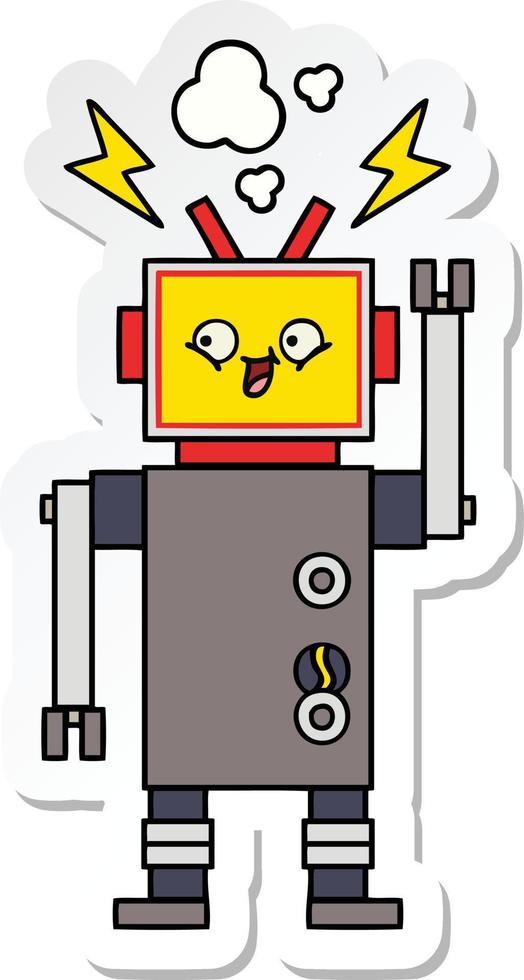 sticker of a cute cartoon dancing robot vector