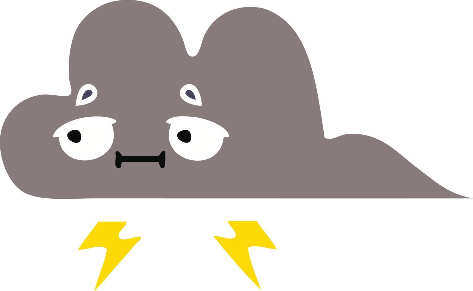 flat color retro cartoon storm cloud vector