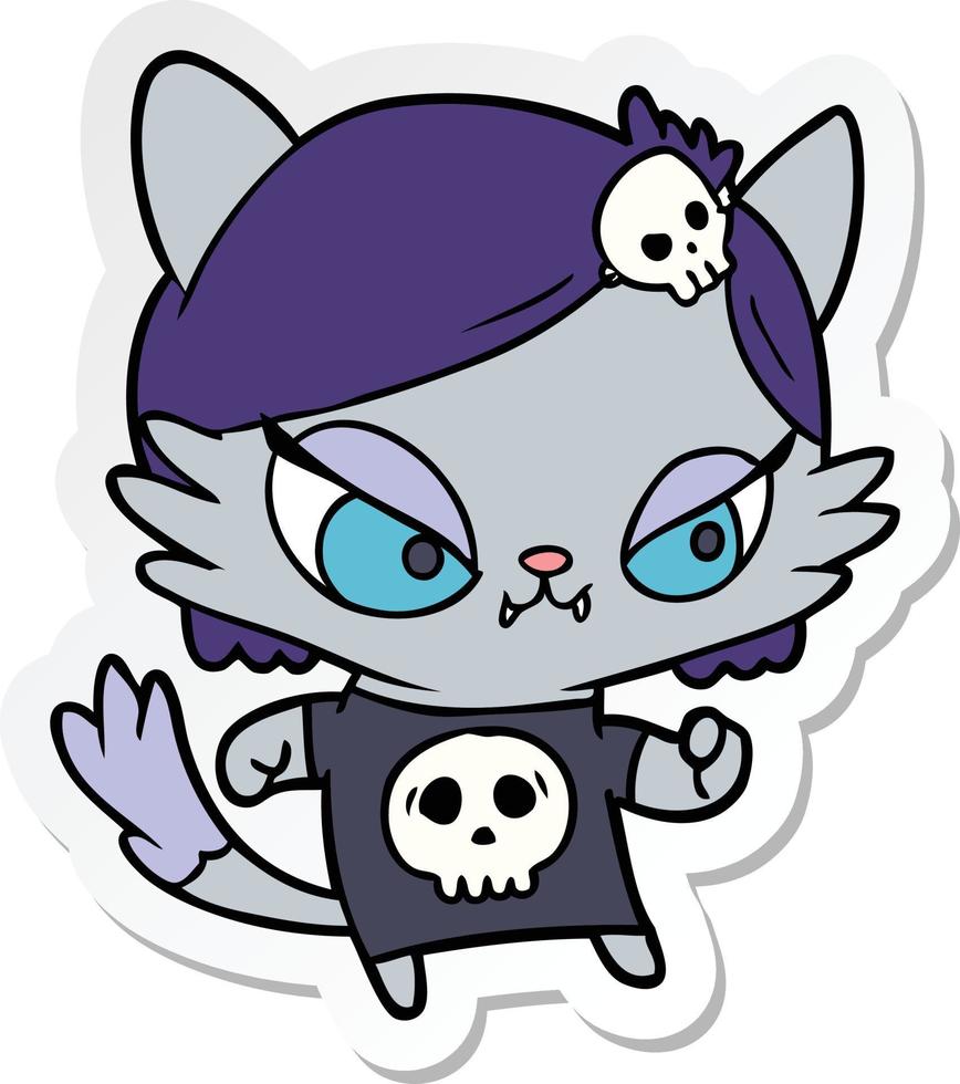 sticker of a cartoon tough cat girl vector