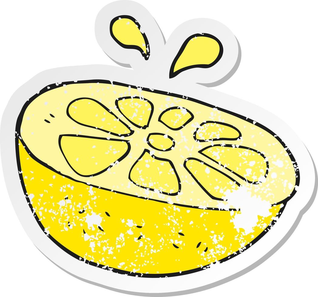 retro distressed sticker of a cartoon lemon vector