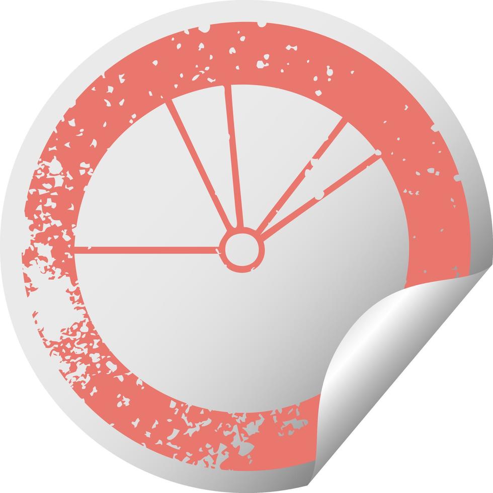 distressed circular peeling sticker symbol pie chart vector