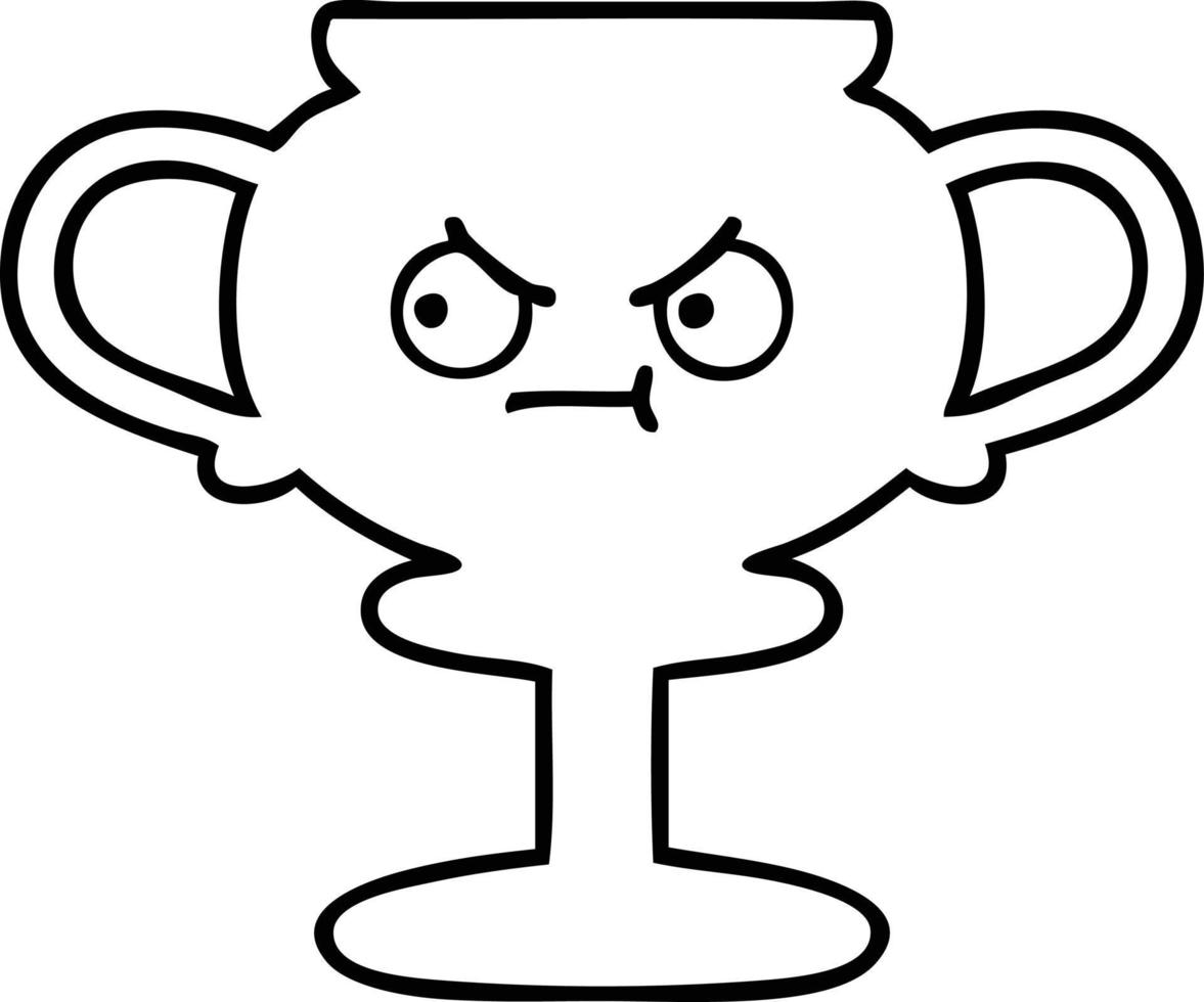 line drawing cartoon trophy vector