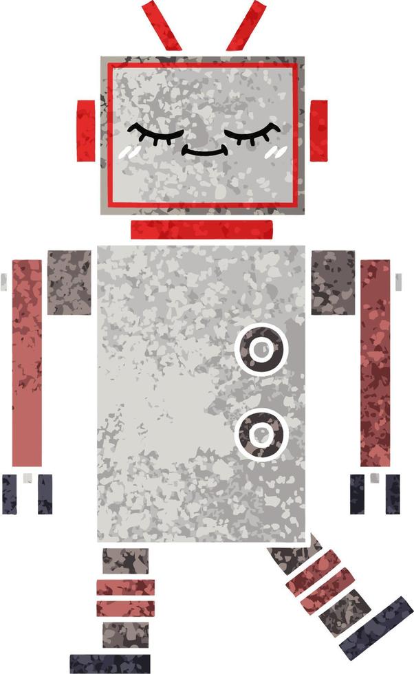 retro illustration style cartoon robot vector