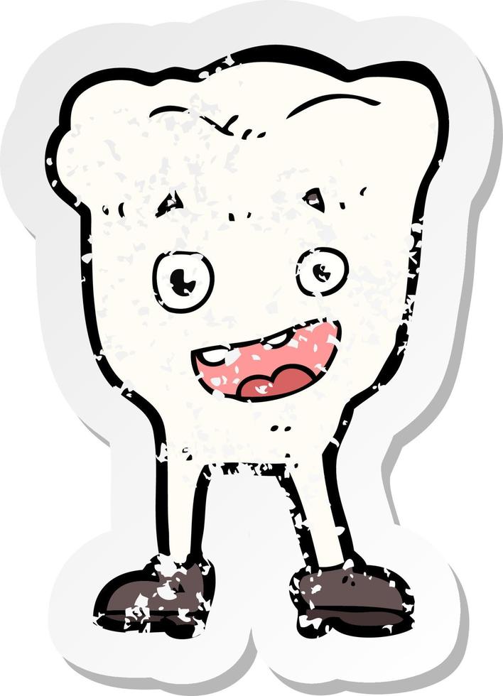 retro distressed sticker of a cartoon tooth vector