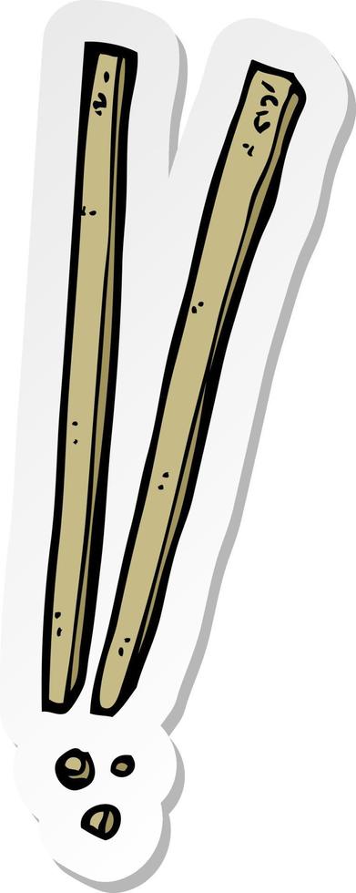 sticker of a cartoon chopsticks vector