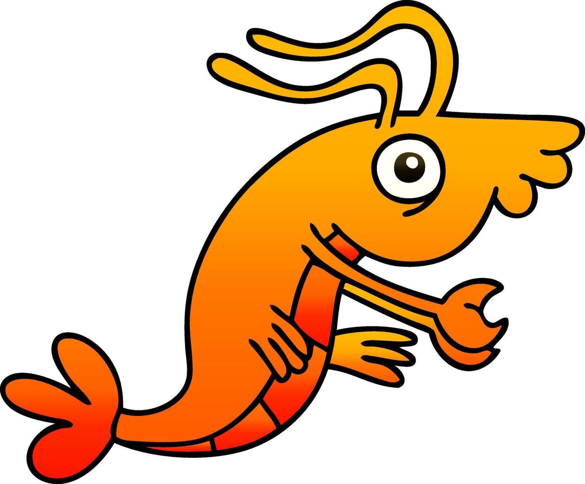 quirky gradient shaded cartoon crayfish vector