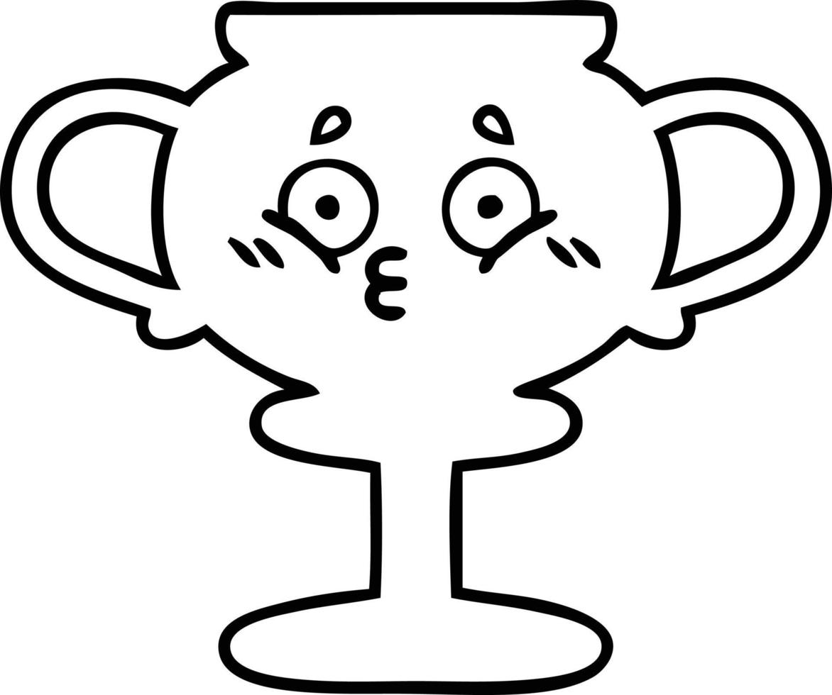 line drawing cartoon trophy vector