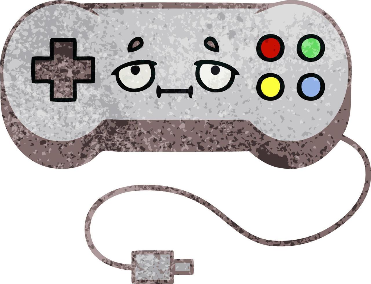 retro grunge texture cartoon game controller vector