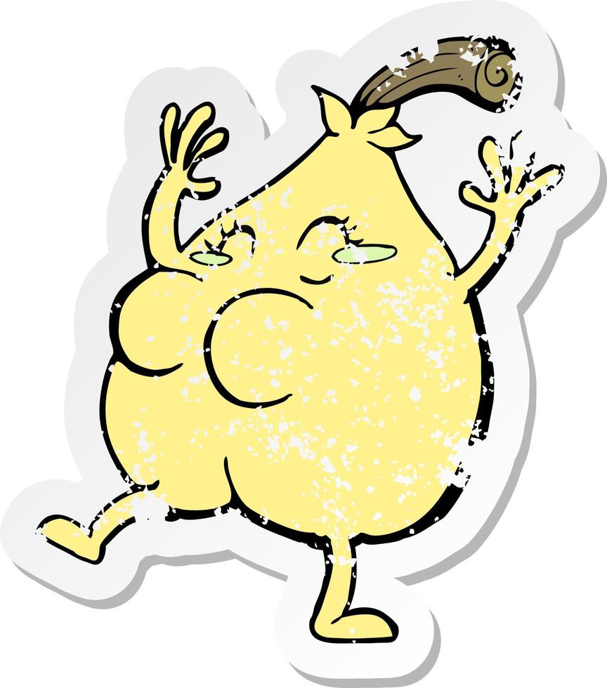 retro distressed sticker of a a nice pear cartoon vector