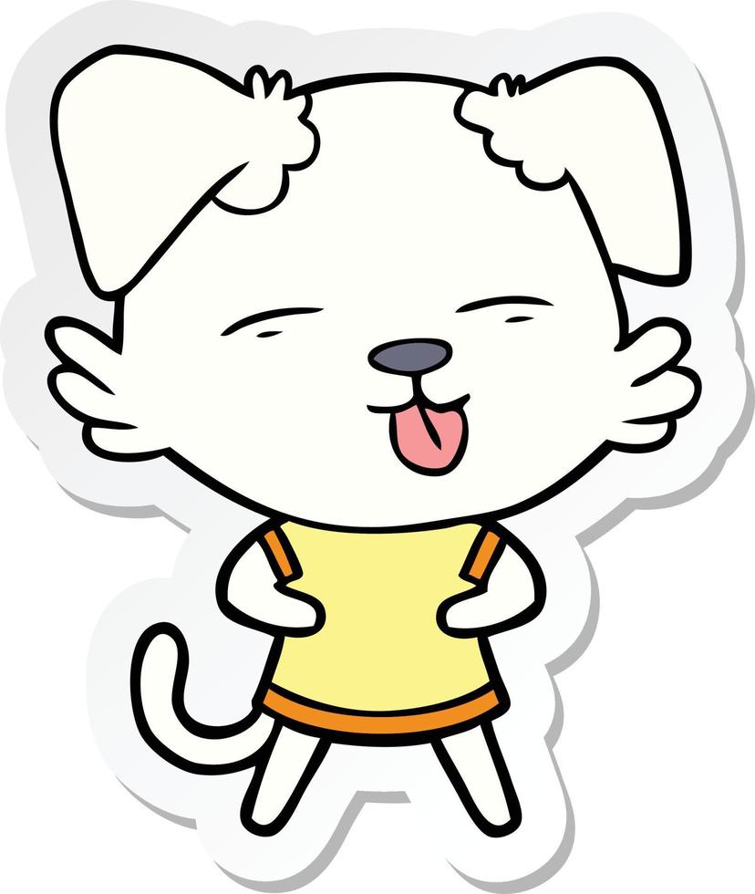 sticker of a cartoon dog sticking out tongue vector