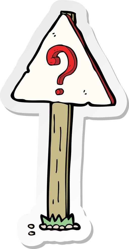 sticker of a cartoon question mark sign post vector